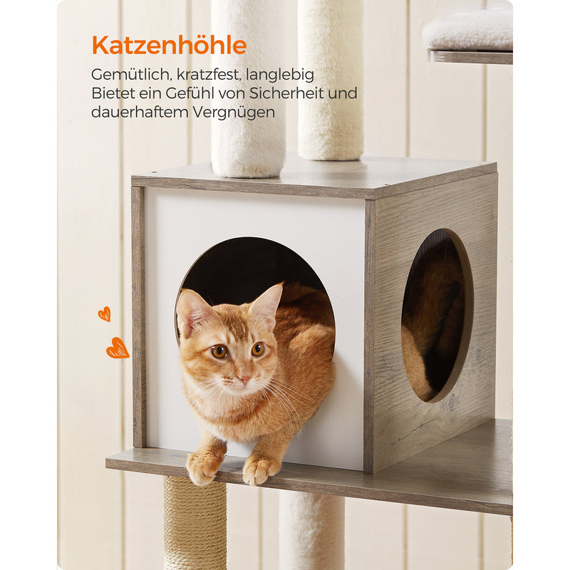 Krabpaal - Kattenboom - Met afneembare kussens - 2 Plateaus - Modern - Vintage bruin