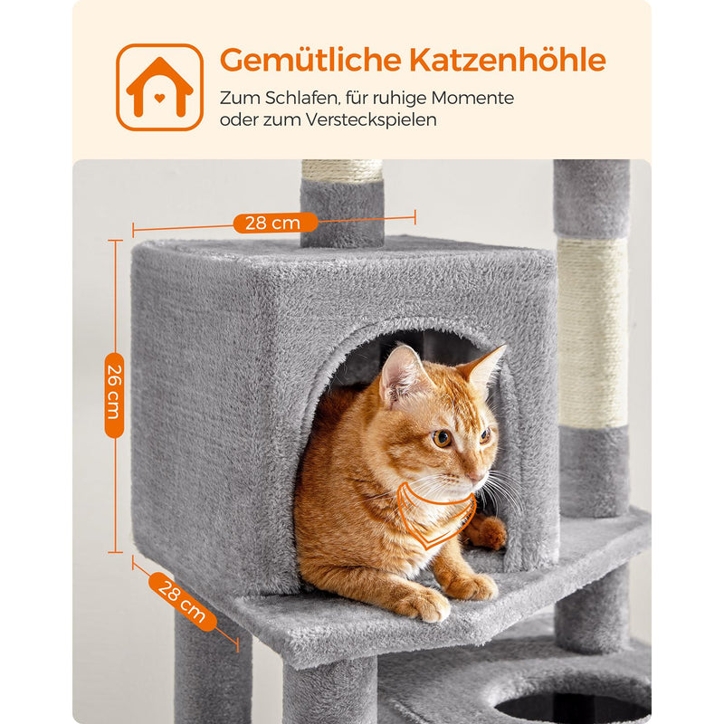 Kattenboom - Krabpaal - Met hangmat en 2 grotten - Grijs