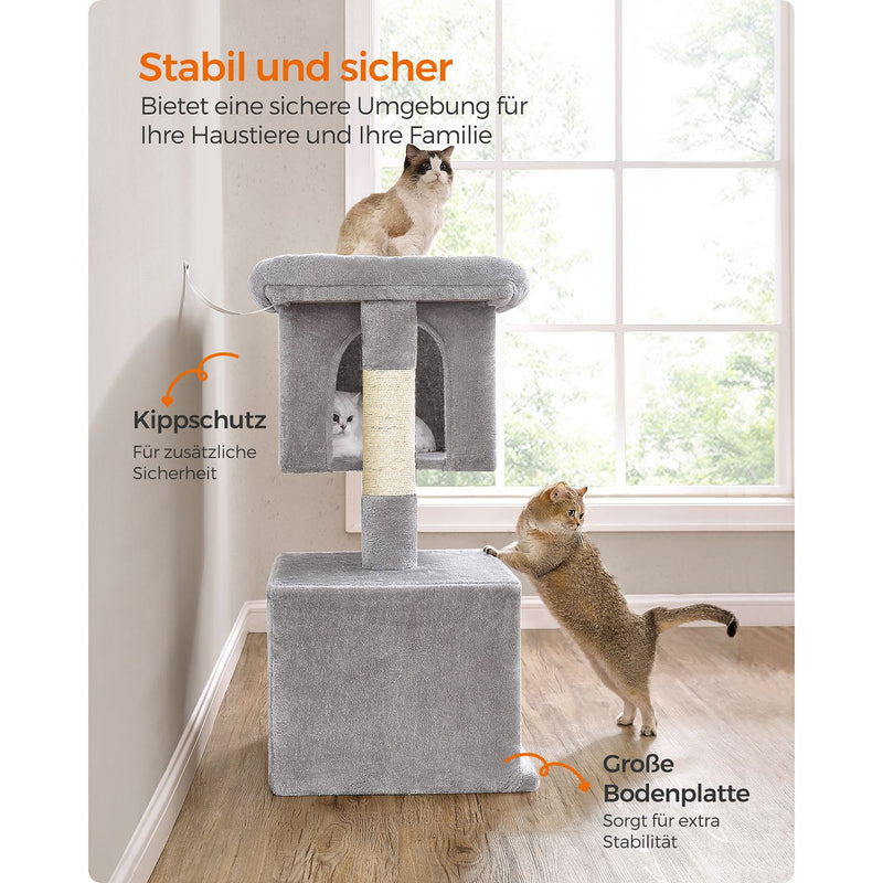 Scratching Post - Cat Tree - med stor plattform - 101 cm hög - ljusgrå