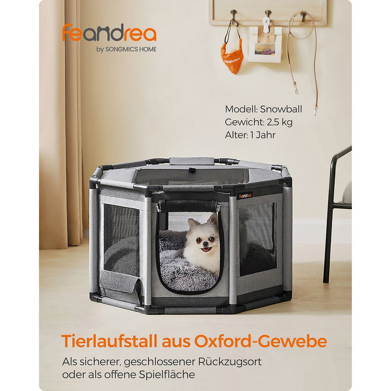 Hvalp - Hund Cage - Octagonal - 72x72x43cm - Grå