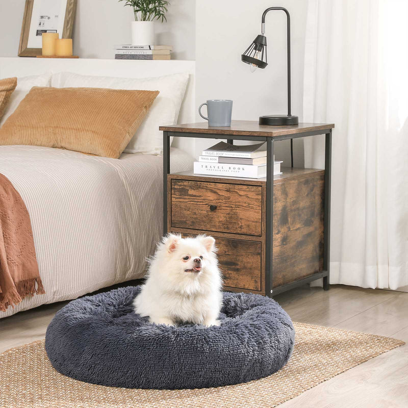 Koirakori - Fluffy Dog Bed - Ø 120 cm - kissoille ja koirille - tummanharmaa