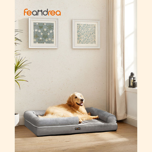 Ortopedinen koiran sänky - koiran sänky - nostettu reuna - 106 x 80 x 25 cm - harmaa