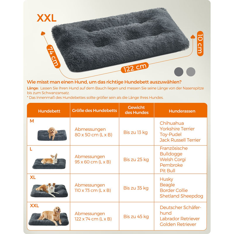 Koirakori - Fluffy Dog Bed - 122 x 74 cm - tummanharmaa