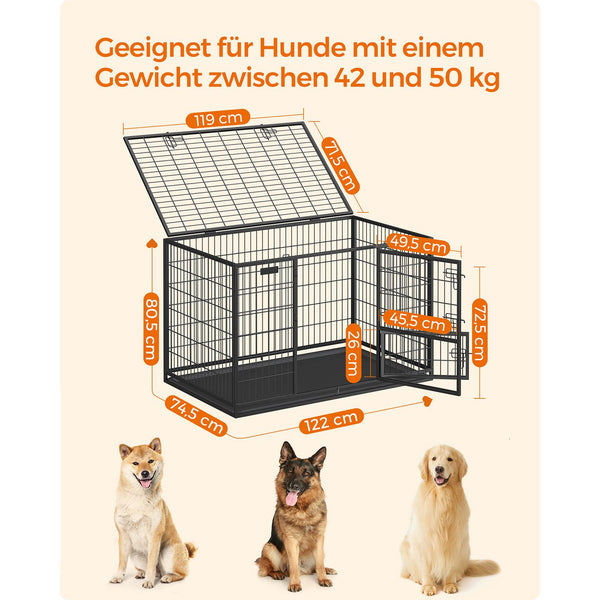 Cage pentru câini - Puppyren dreptunghiular - cu ușă glisantă - negru