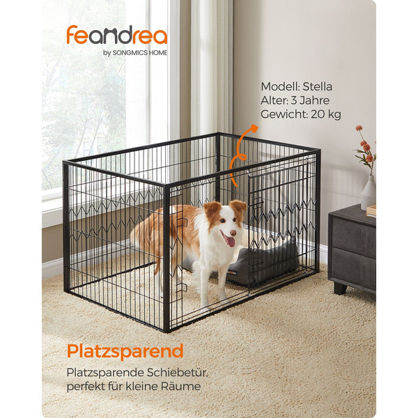 Dog Cage - Rektangulære hvalpler - med skydedør - sort