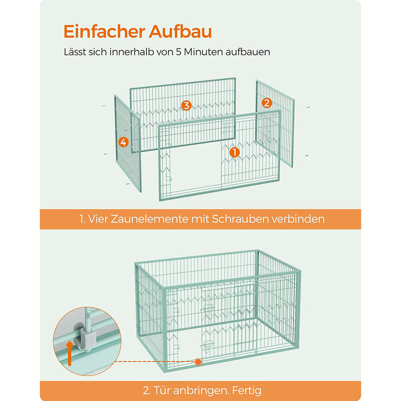 Cage pentru câini - inele de cățeluș dreptunghiular - cu ușă glisantă - verde