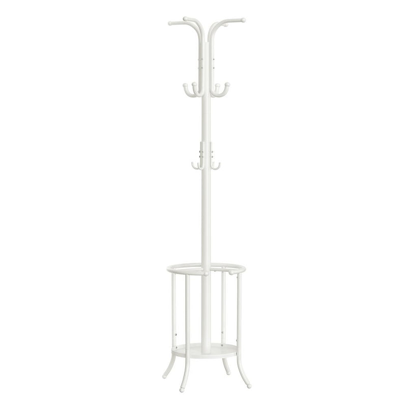 Coat Rack - Klädställ - med paraply och 12 krokar - Metal - White