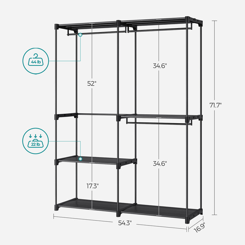 Armoire - étagères réglables - 4 compartiments - noir