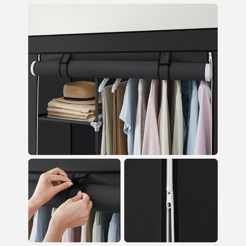 Armoire - armoire pliable - boîtier en tissu - 6 compartiments - noir