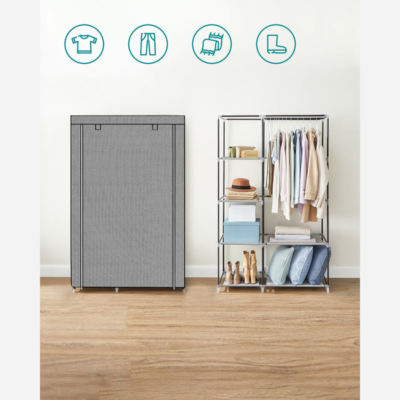 Armoire - armoire pliable - boîtier en tissu - 6 compartiments - gris