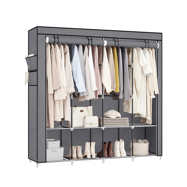 Armoire - armoire pliable - boîtier en tissu - 8 compartiments - gris