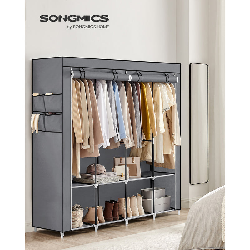 Armoire - armoire pliable - boîtier en tissu - 8 compartiments - gris