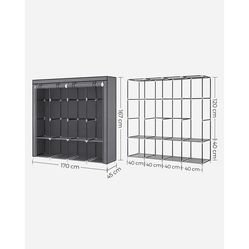 Armoire - armoire pliable - boîtier en tissu - 8 compartiments - gris