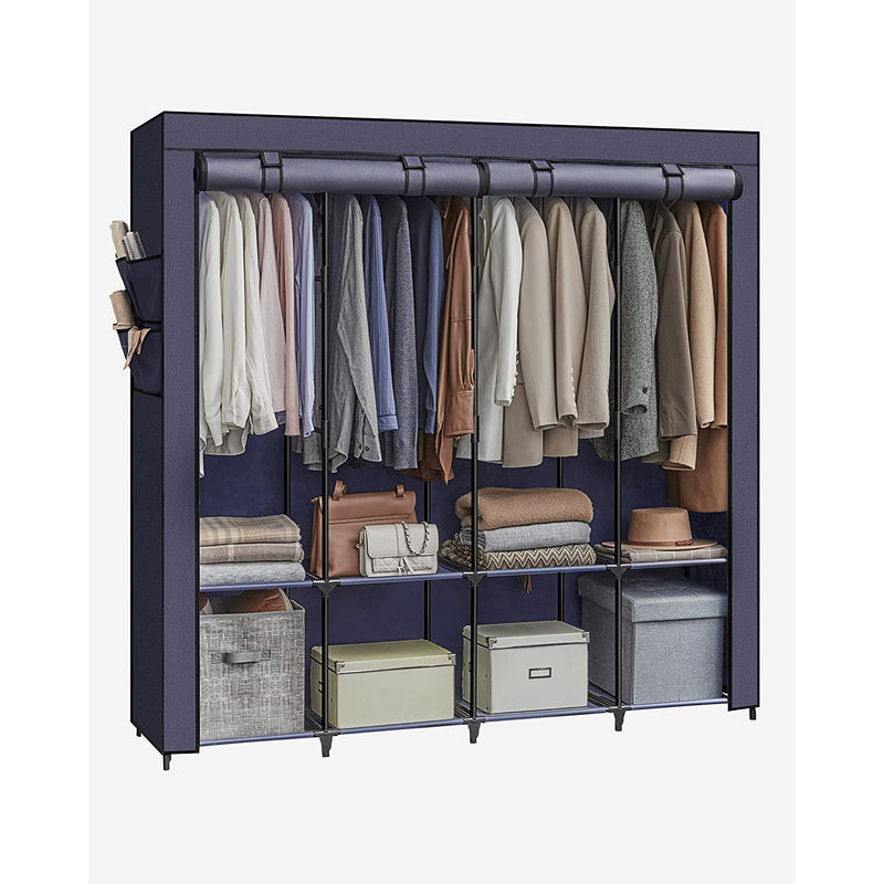 Armoire - armoire pliable - armoire en tissu - 8 compartiments - bleu