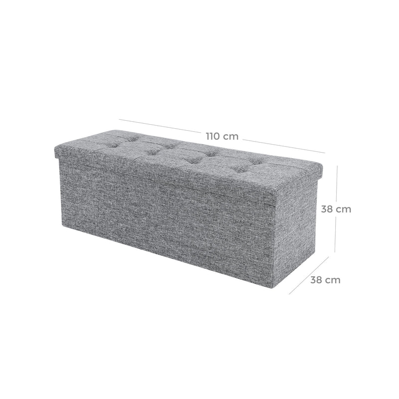 Sædeboks - Opbevaringsbænk - 110 cm lang - lysegrå