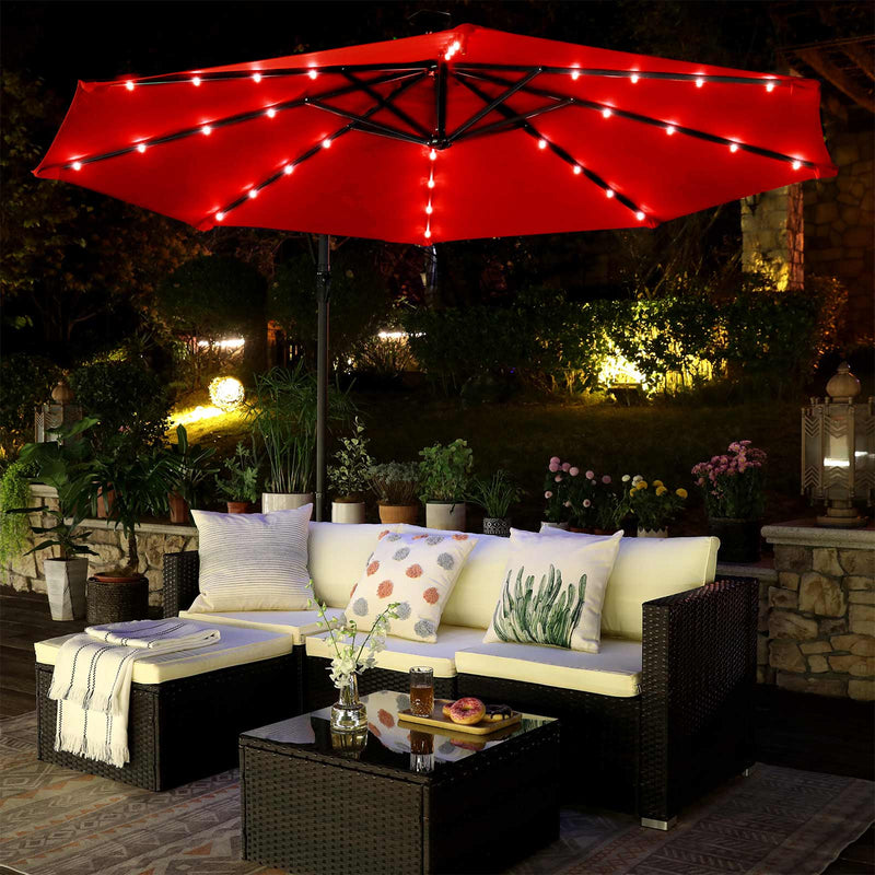 Parasol - avec la lumière du soleil LED - Sunshade - rouge