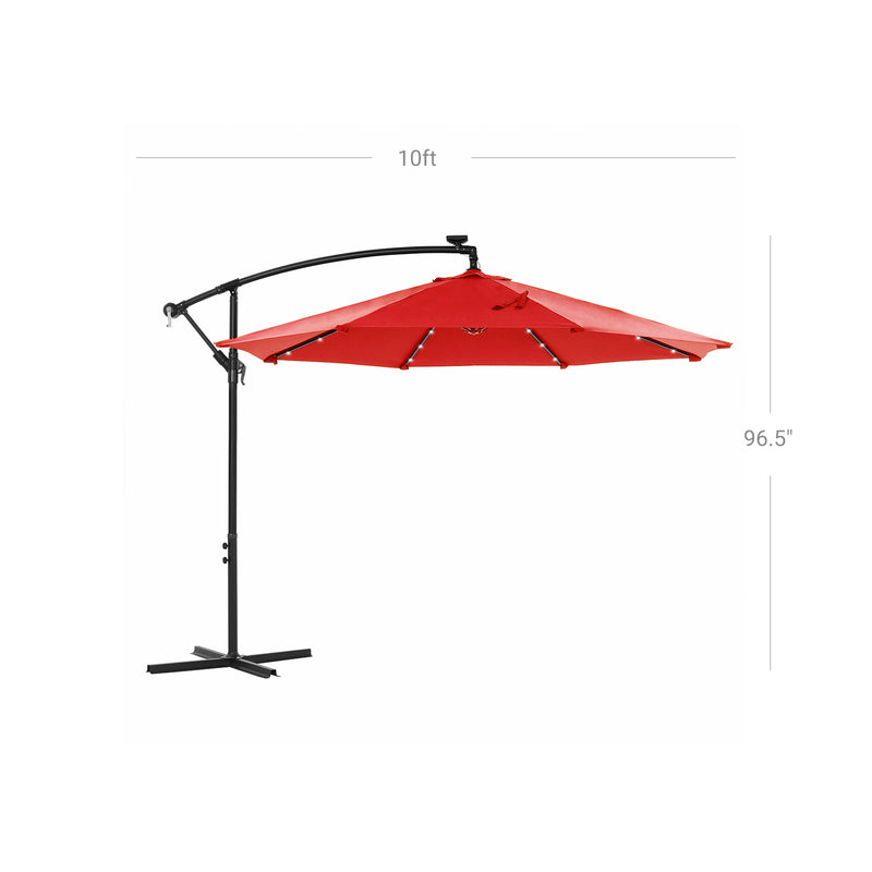 Parasol - med LED -solljusljus - Sunshade - Red