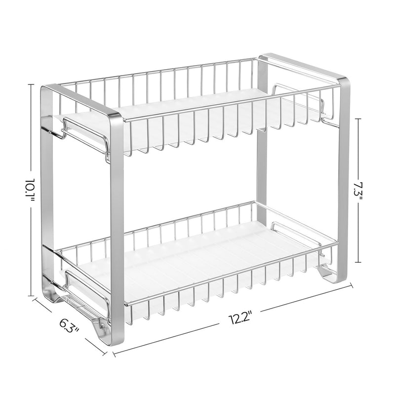 Herb Rack - raft de bucătărie - cu 2 niveluri - rafturi din oțel - argint