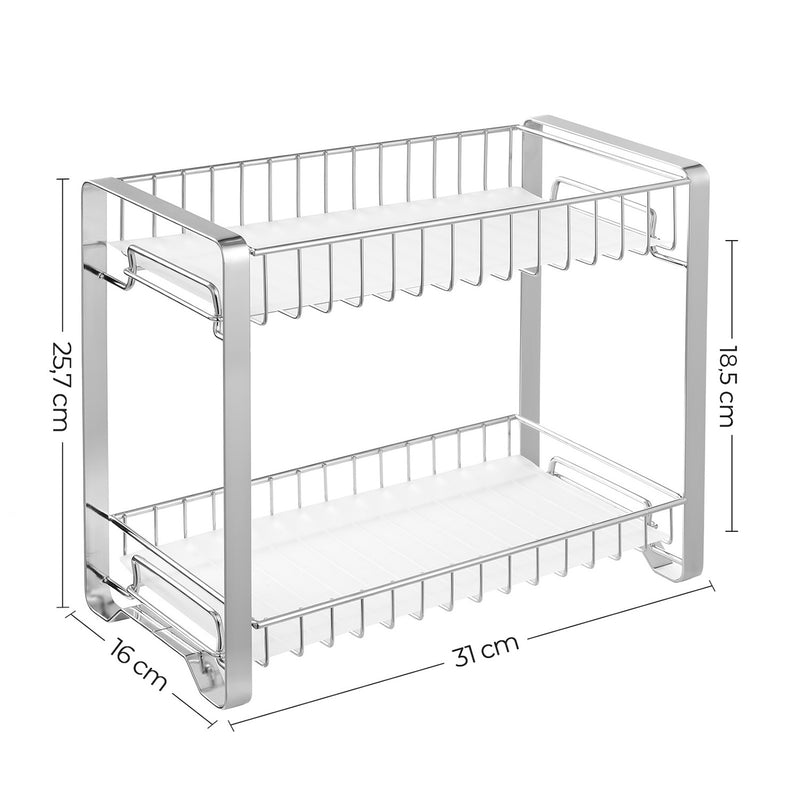 Herb Rack - raft de bucătărie - cu 2 niveluri - rafturi din oțel - argint