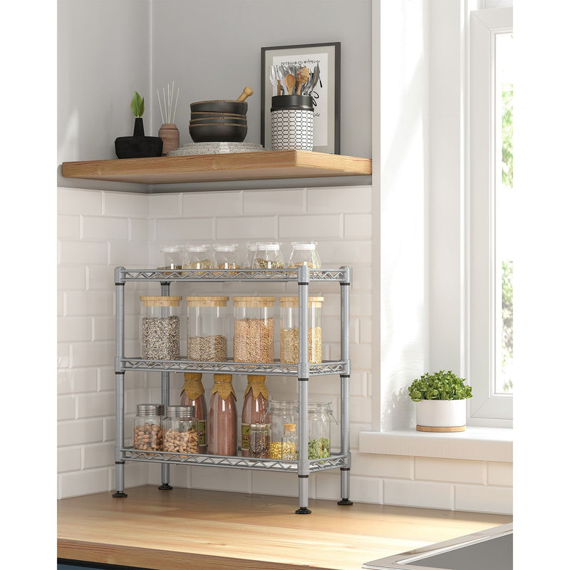 Rack Herb - Rack de rangement - avec 3 niveaux - Cadre métallique - Gray