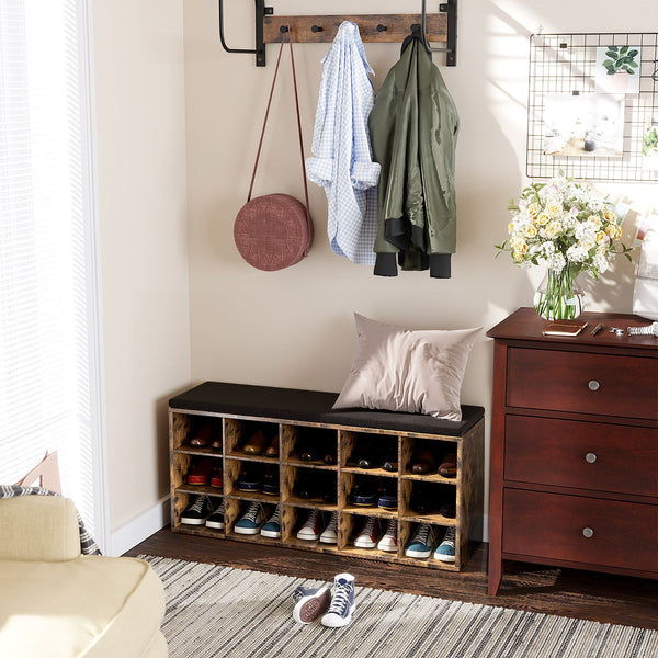 Armoire à chaussures - Rack à chaussures - avec siège - Banc - Brown - Brown