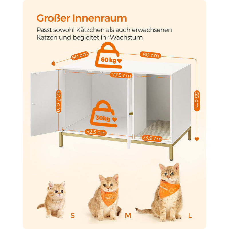 Kattenbak kast - Moderne kast - 2 in 1 - Wit