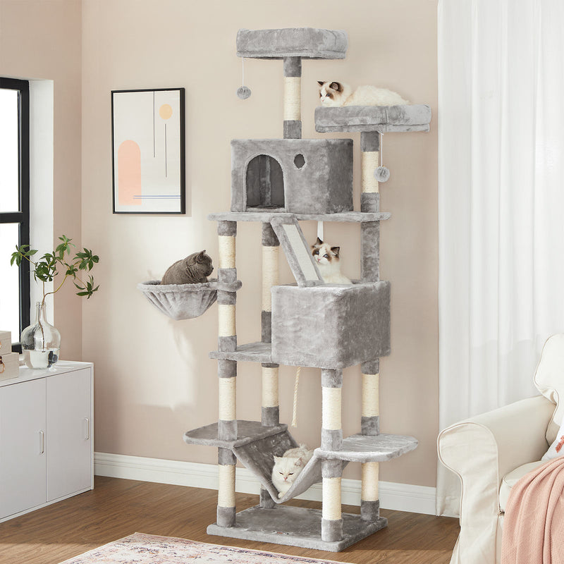 Cat Tree - Scratching Post - avec 2 hamacs et 2 grottes - Extra Large - Gray