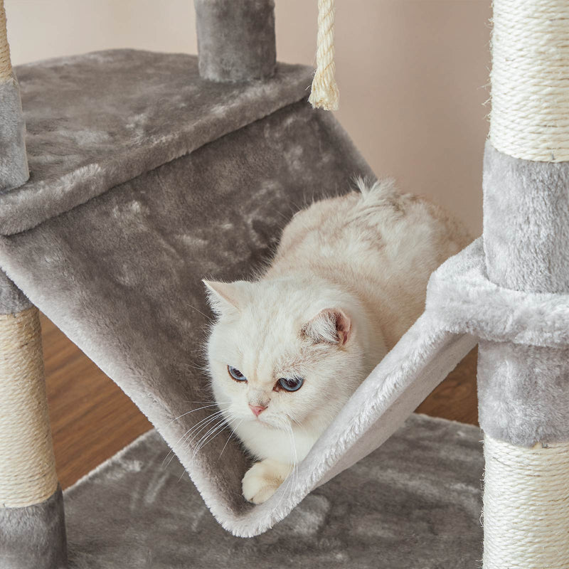 Cat Tree - Scratching Post - med 2 hängmattor och 2 grottor - extra stora - grå