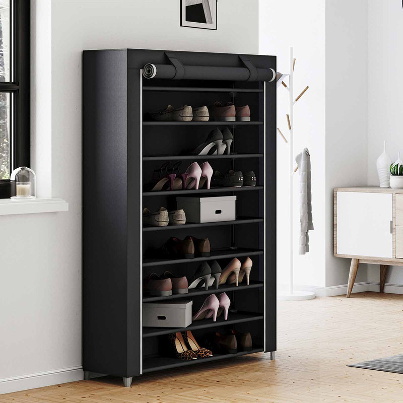 Armoire à chaussures - Stockage à chaussures - Rack à chaussures - Armoire en tissu - noir