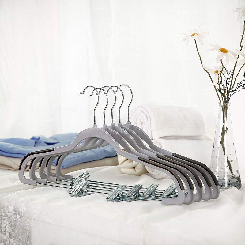 Pants Hanger - Clothing Hangers - Hängen - Anti -Slip - 12 Pieces - Grey