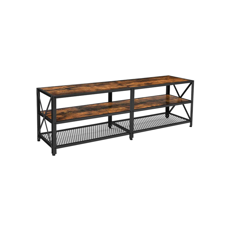 TV kast -Salontafel - Met planken - Stalen frame -  bruin zwart