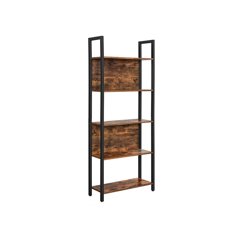 Boekenrek - Woonkamerkast - Houten planken - Metalen frame - Bruin