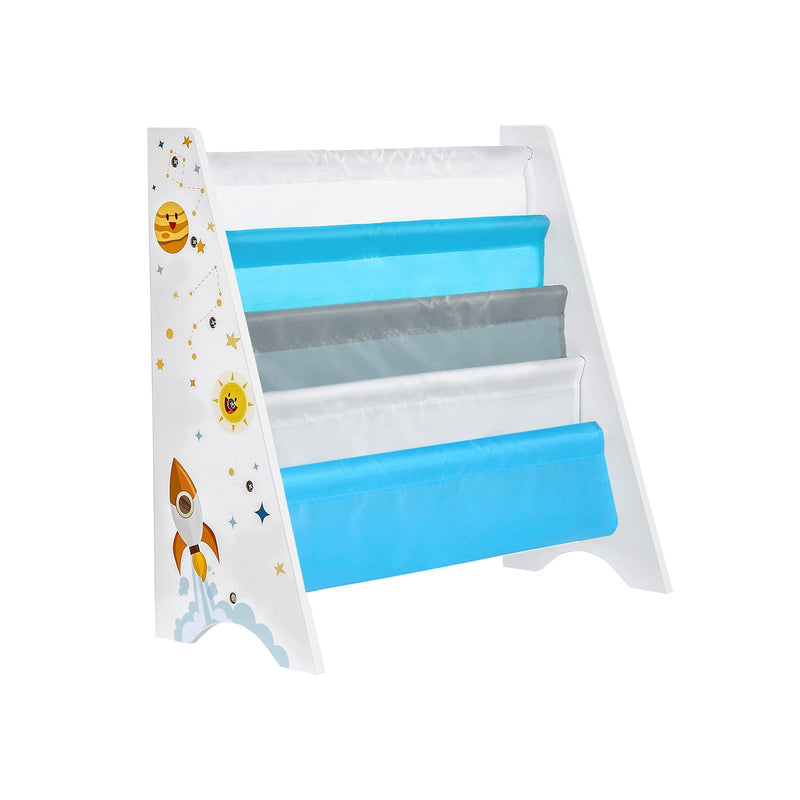 Bokhylla för barn - barns rumsplank - Toys Organizer - With Anti -Tip - Blue White