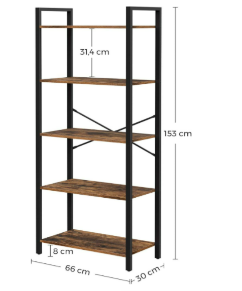 Bibliotecă industrială - raft de depozitare - maro / negru