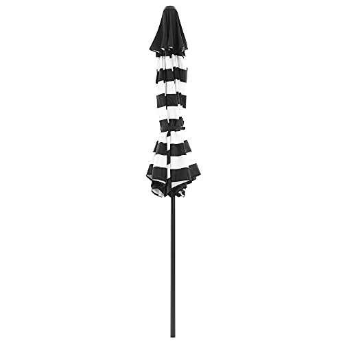 Parasol - Garden Parasol - Solskydd - med vev - Ø 265 cm - randig svart vit