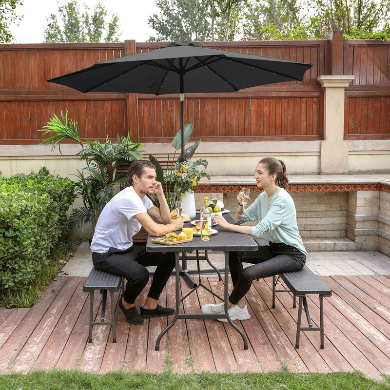 Parasol - Sunshade - Garden Parasol - avec éclairage LED - Gray