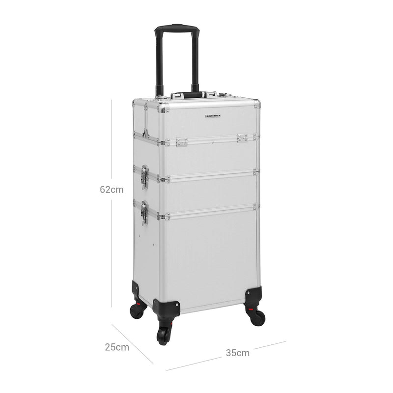 Cosmetics Trolley 3 en 1 Make-Up Silver