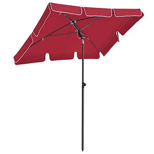 Parasol - parveke parasoli - puutarha -parasoli - suorakulmainen - 200 x 125 cm - punainen