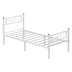 Bedframe - enkeltsengsramme - Metalramme - Passer til 90 x 190 cm madras - Hvid