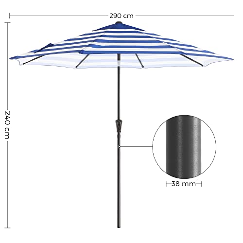 Parasol - puutarha -parasoli - Ø 290cm - taitettava, kampi - blauw wit