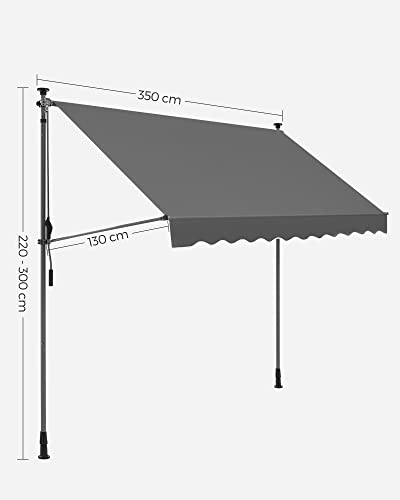 Klämt tak - balkongtak - med vev - 350 x 130 cm