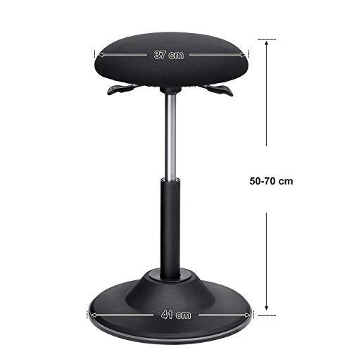 Tabouret de bureau réglable - tabouret de travail ergonomique - tabouret rotatif à 360 ° - noir