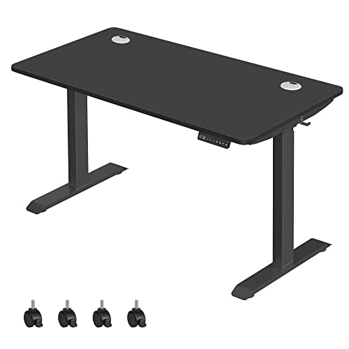 Hauteur -To -be Desk - Bureau électrique - tablette 70 x 140 cm - Double Motor - STEPLESS Réglable - Fonction de mémoire avec 4 hauteurs - avec roues - noir