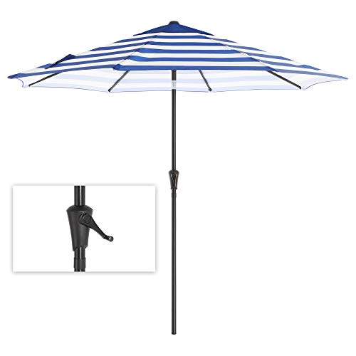 Parasol - Garden Parasol - Ø 290 cm - sammenfoldelig, med krumtap - Blauw Wit