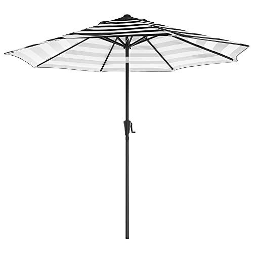 Parasol - Parasol de grădină - Protecție solară - cu manivelă - Ø 265 cm - alb negru cu dungi