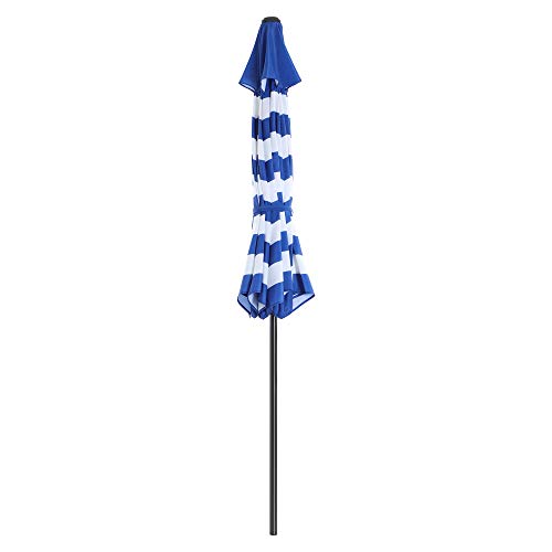 Parasol - puutarha -parasoli - Ø 290cm - taitettava, kampi - blauw wit