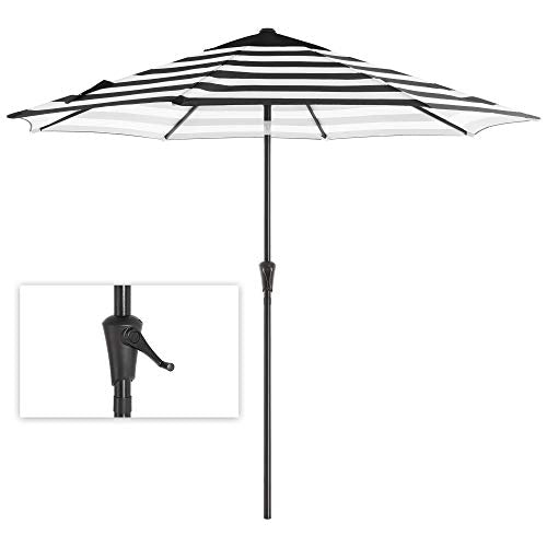 Parasol - Parasol de grădină - Protecție solară - cu manivelă - Ø 265 cm - alb negru cu dungi