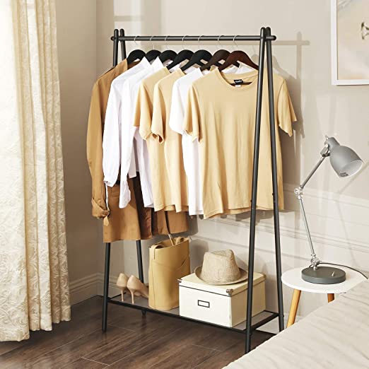 Rack de vêtements avec structure de fer - avec rail suspendu - 92,5 x 33,5 x 153 cm