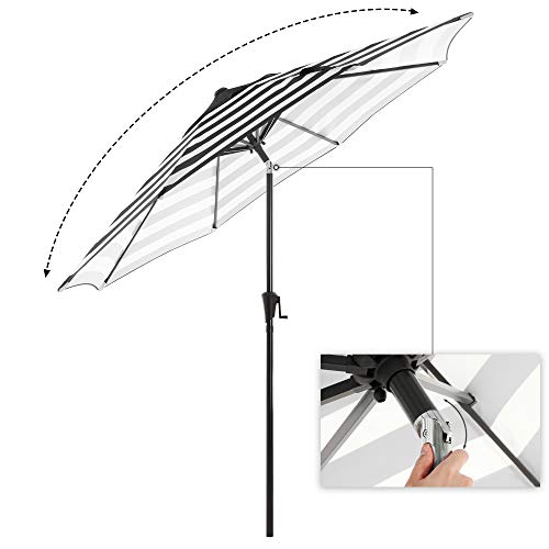 Parasol - Garden Parasol - Solbeskyttelse - med krumtap - Ø 265 cm - Stribet sort hvid