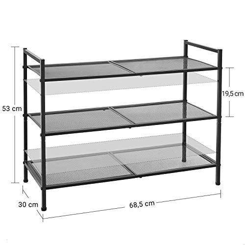 Shoe Rack - med 3 hyllor - Metal - Svart